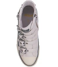 ASH Rainbow Leather Studded Buckle Strap Platform Sneakers