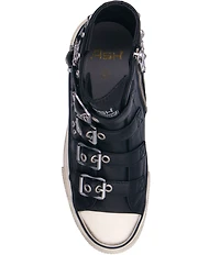 ASH Rainbow Leather Studded Buckle Strap Platform Sneakers