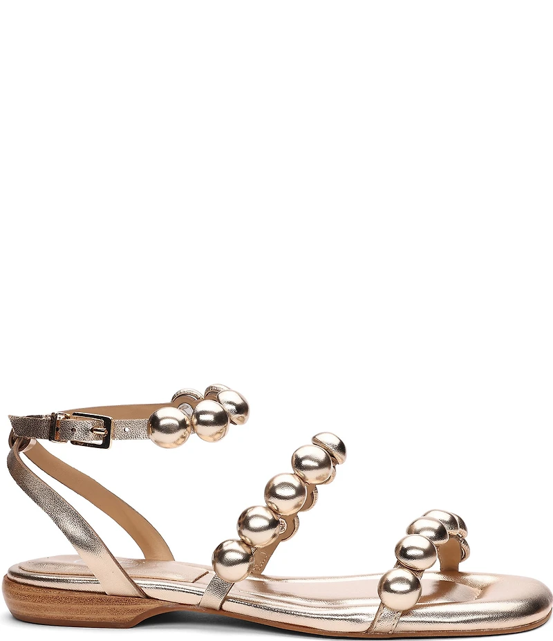 ASH Regy Bis Metallic Leather Bubble Ankle Strap Flat Sandals