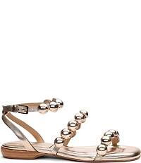 ASH Regy Bis Metallic Leather Bubble Ankle Strap Flat Sandals