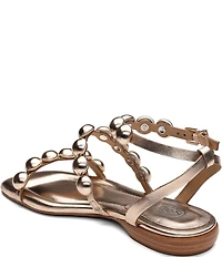 ASH Regy Bis Metallic Leather Bubble Ankle Strap Flat Sandals