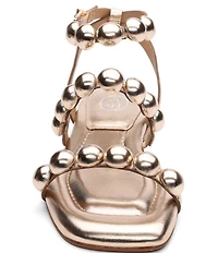 ASH Regy Bis Metallic Leather Bubble Ankle Strap Flat Sandals