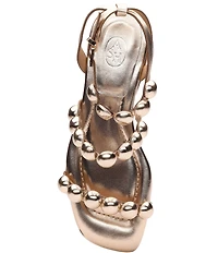 ASH Regy Bis Metallic Leather Bubble Ankle Strap Flat Sandals