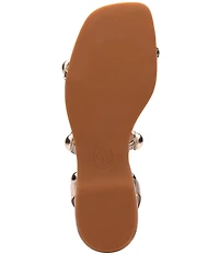 ASH Regy Bis Metallic Leather Bubble Ankle Strap Flat Sandals