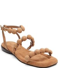 ASH Regy Bis Suede Bubble Ankle Strap Flat Sandals