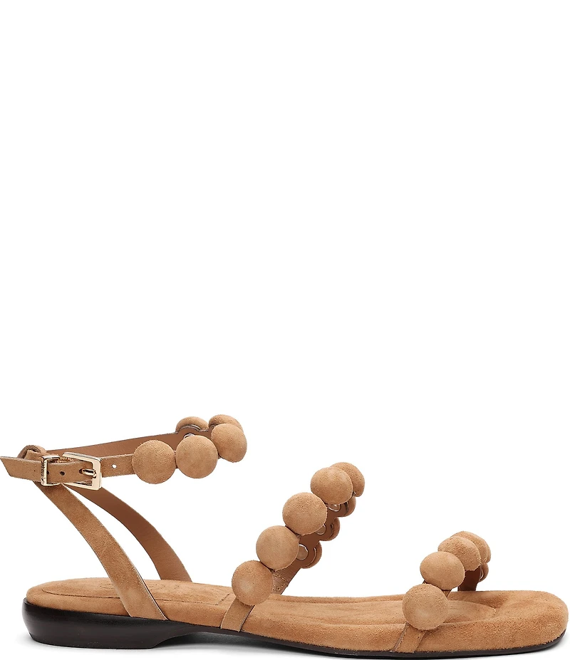 ASH Regy Bis Suede Bubble Ankle Strap Flat Sandals