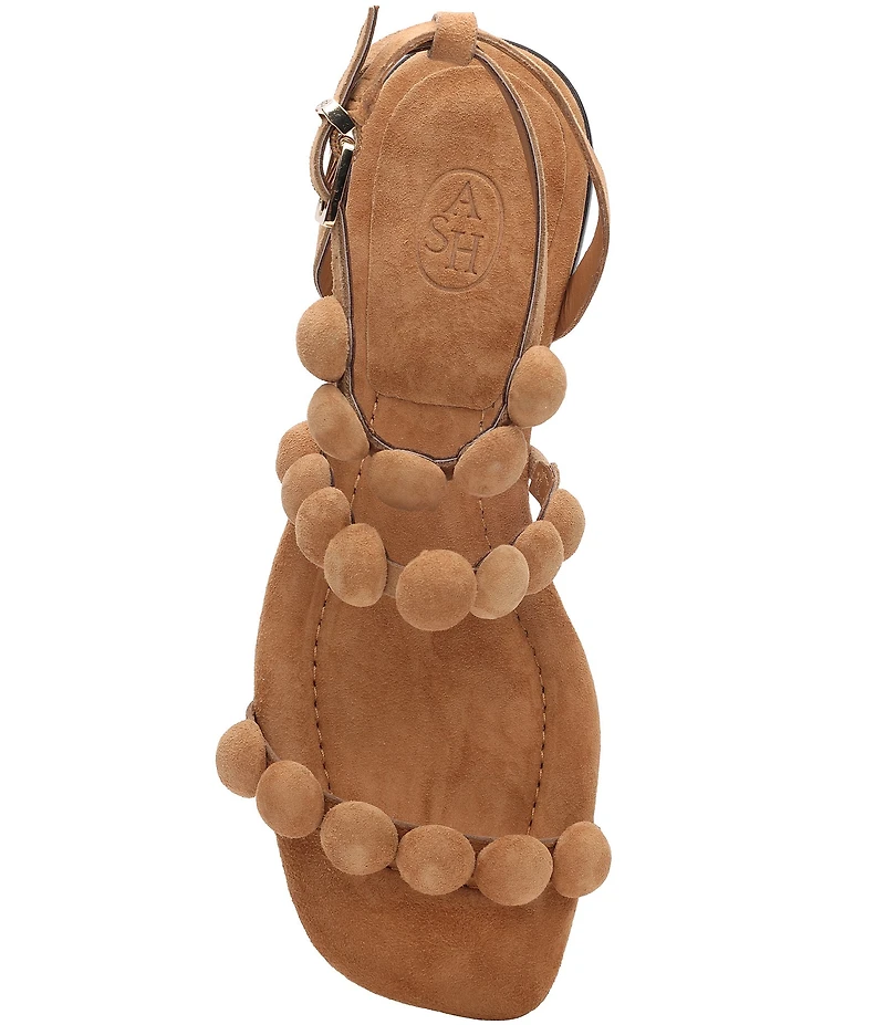 ASH Regy Bis Suede Bubble Ankle Strap Flat Sandals