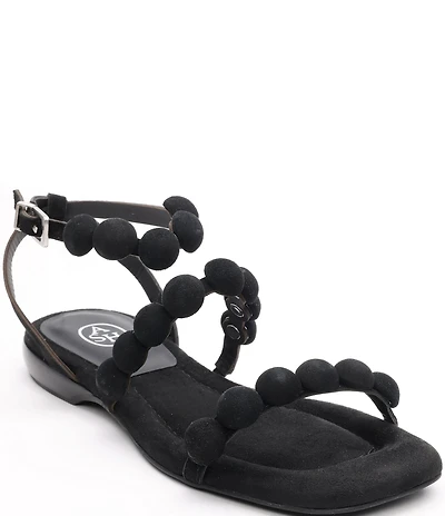 ASH Regy Bis Suede Bubble Ankle Strap Flat Sandals