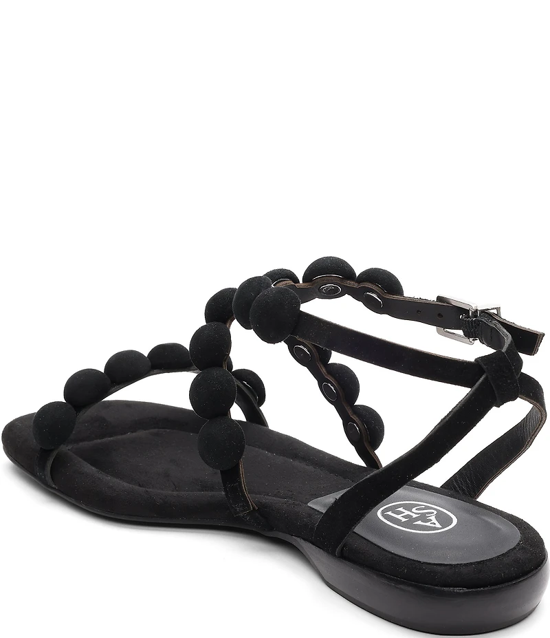 ASH Regy Bis Suede Bubble Ankle Strap Flat Sandals