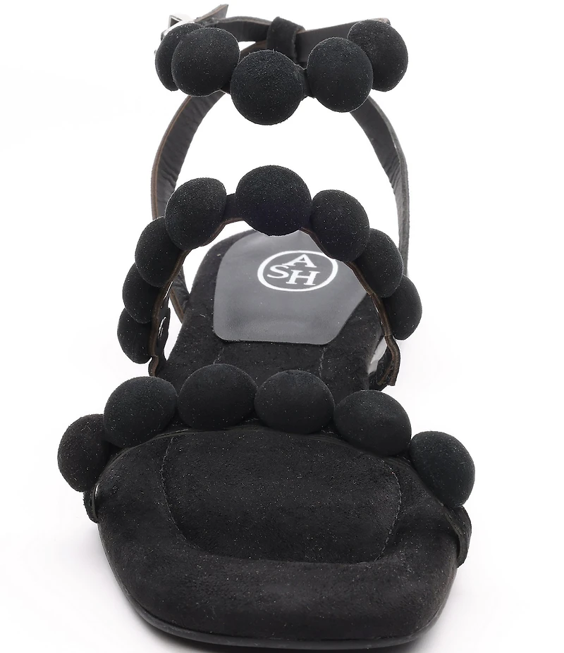 ASH Regy Bis Suede Bubble Ankle Strap Flat Sandals