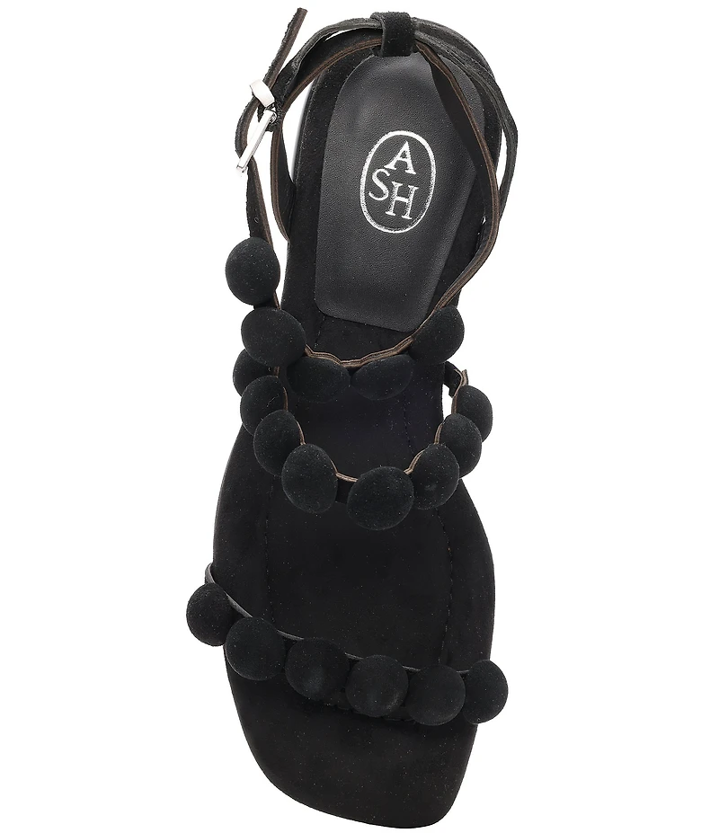 ASH Regy Bis Suede Bubble Ankle Strap Flat Sandals