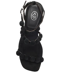 ASH Regy Bis Suede Bubble Ankle Strap Flat Sandals