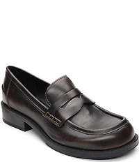 ASH Ringo Distressed Leather Block Heel Loafers