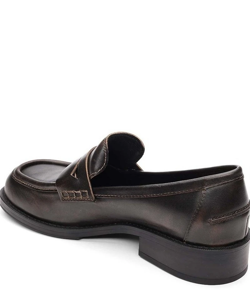 ASH Ringo Distressed Leather Block Heel Loafers