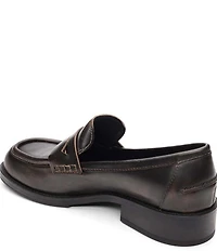ASH Ringo Distressed Leather Block Heel Loafers