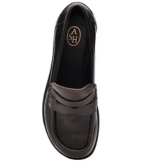 ASH Ringo Distressed Leather Block Heel Loafers