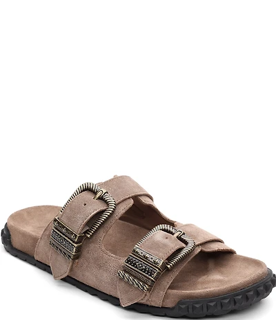 ASH Twister Suede Banded Slide Sandals