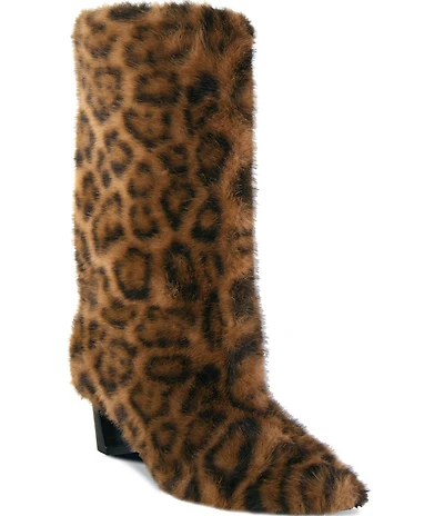 ASH Vanya Leopard Print Faux Fur Mid Calf Boots