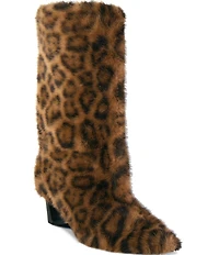 ASH Vanya Leopard Print Faux Fur Mid Calf Boots
