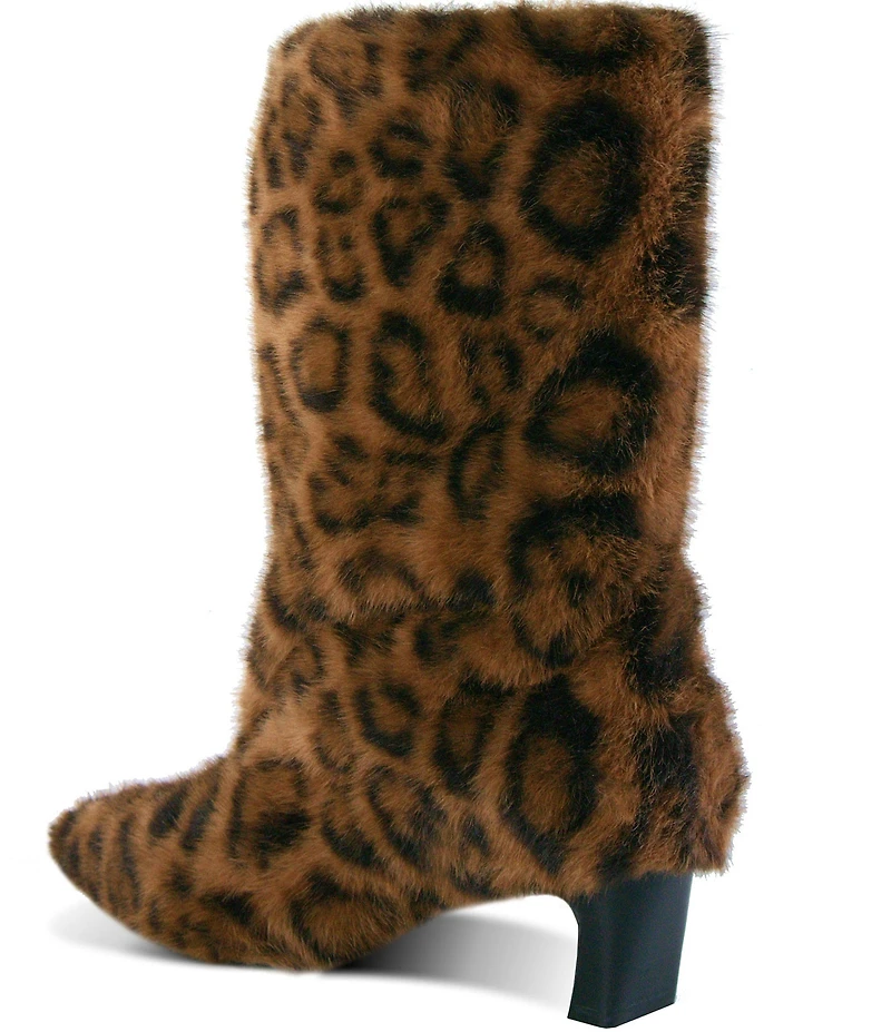 ASH Vanya Leopard Print Faux Fur Mid Calf Boots
