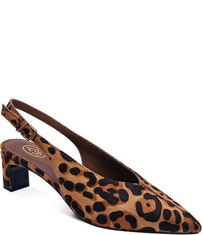 ASH Vera Leopard Print Calf Hair Slingback Pumps