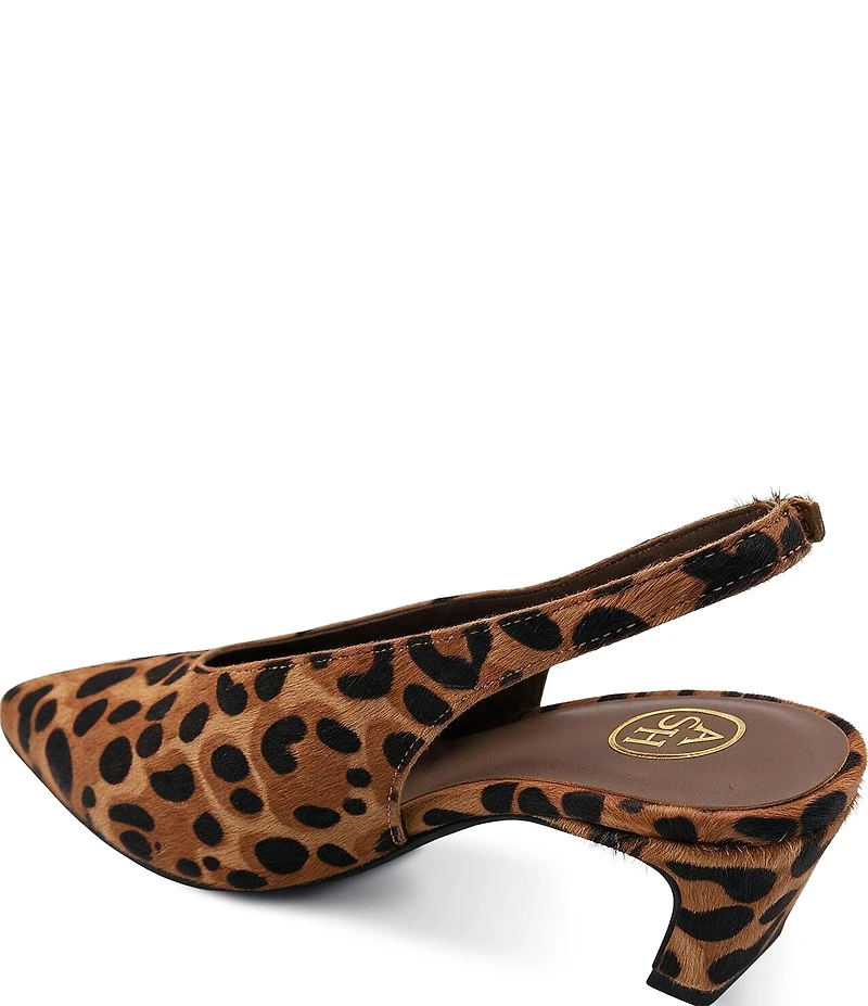 ASH Vera Leopard Print Calf Hair Slingback Pumps