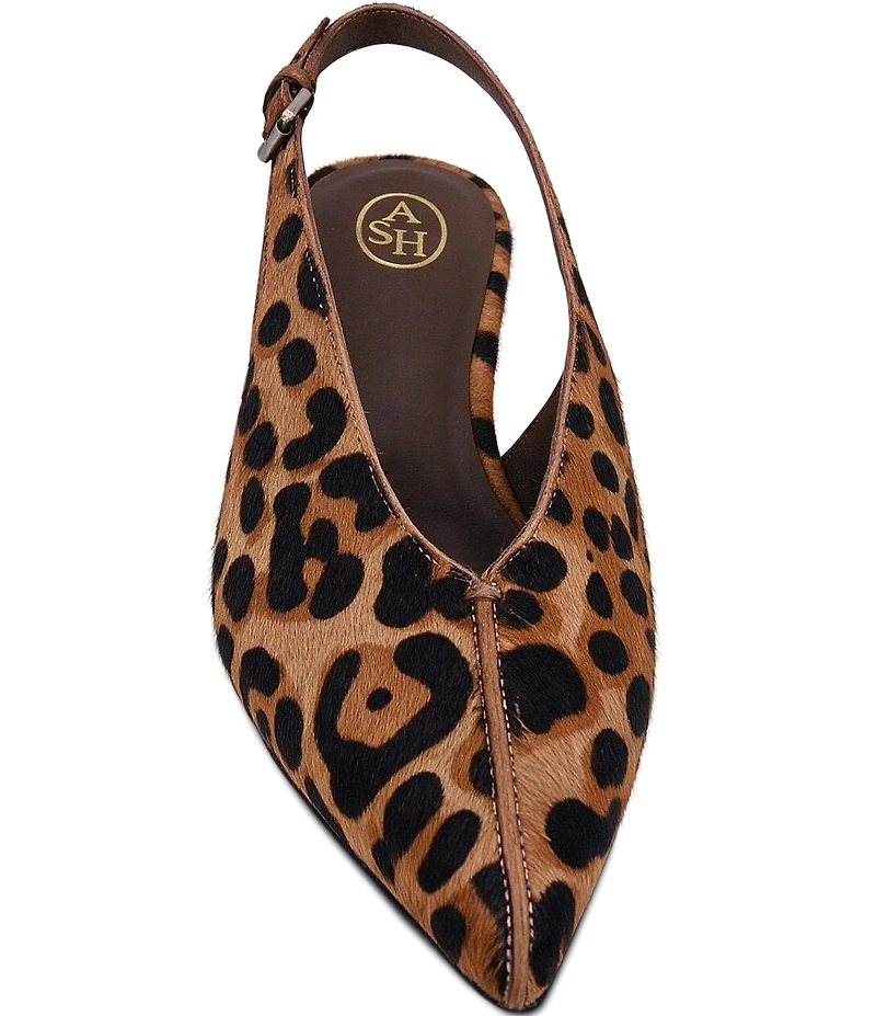 ASH Vera Leopard Print Calf Hair Slingback Pumps