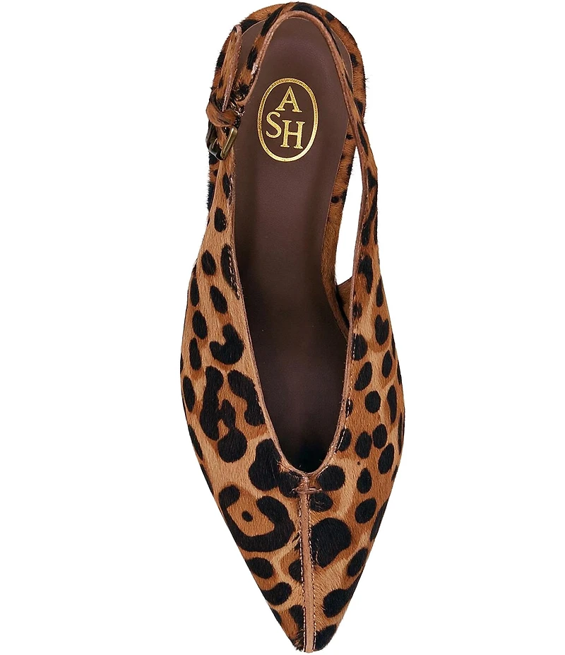 ASH Vera Leopard Print Calf Hair Slingback Pumps