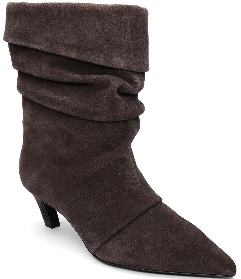 ASH Virgee Suede Slouch Shaft Kitten Heel Mid Calf Boots