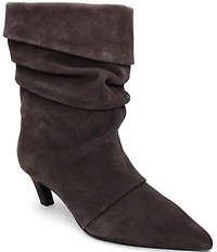 ASH Virgee Suede Slouch Shaft Kitten Heel Mid Calf Boots