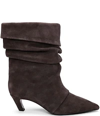 ASH Virgee Suede Slouch Shaft Kitten Heel Mid Calf Boots