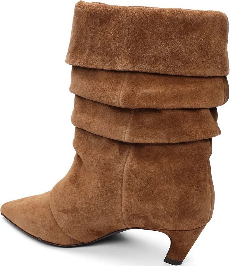 ASH Virgee Suede Slouch Shaft Kitten Heel Mid Calf Boots