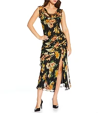 ASTR the Label Alinta Floral Printed Cowl Neck Sleeveless Dress