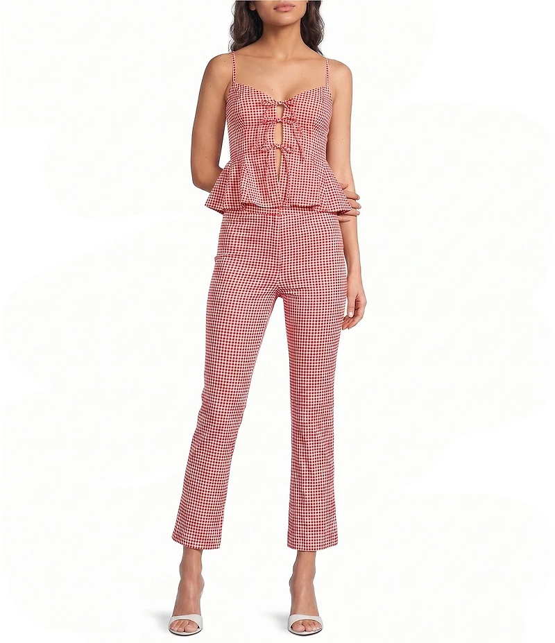 ASTR The Label Alma Gingham Print High Rise Coordinating Capri Pants