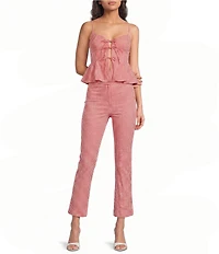 ASTR The Label Alma Gingham Print High Rise Coordinating Capri Pants