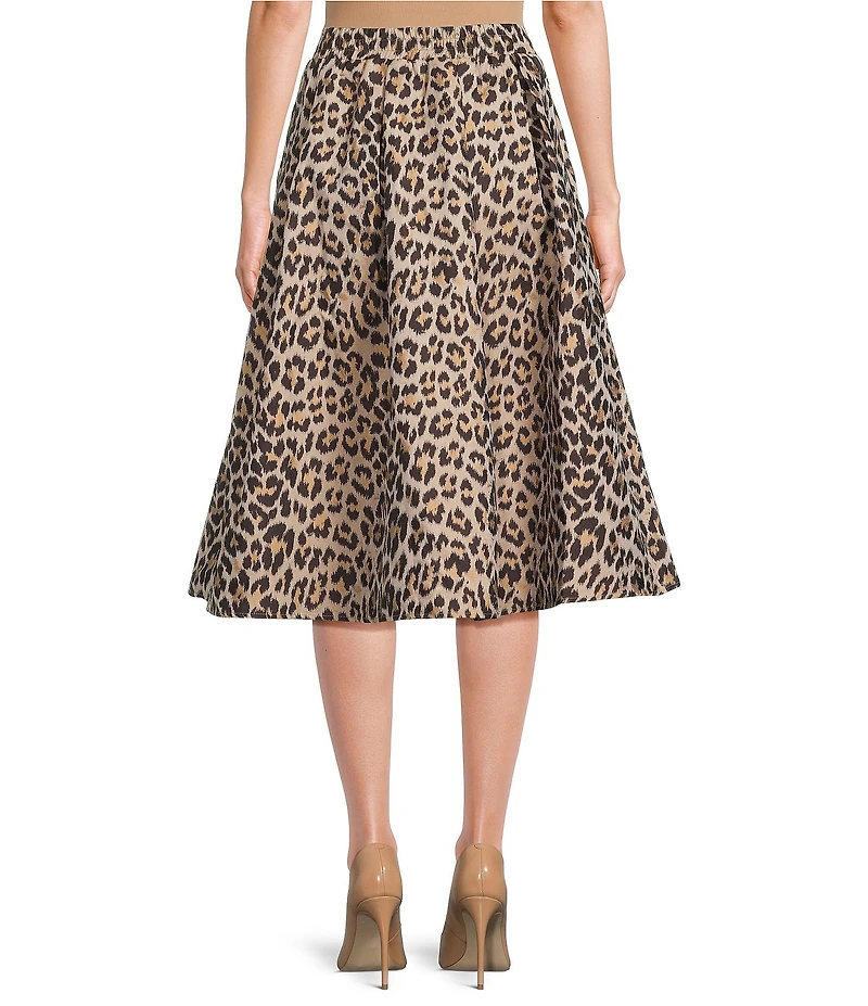 ASTR the Label Andolina Leopard Print Fit & Flare Midi Skirt