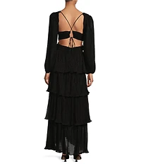 ASTR the Label Anora V Neck Long Sleeve Tiered Maxi Dress