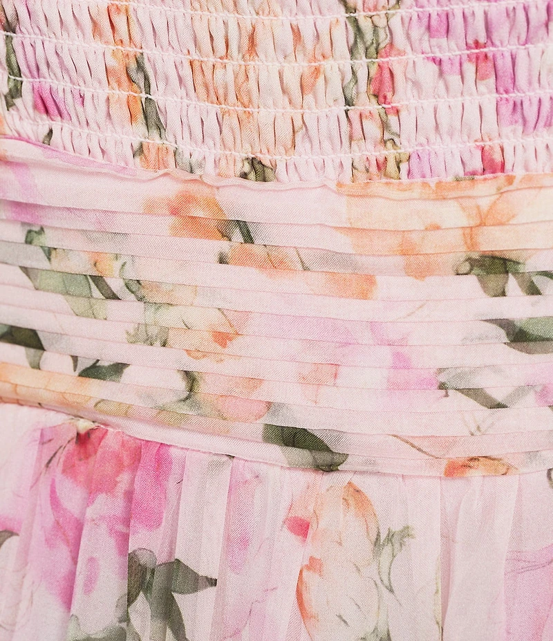 ASTR the Label Ayanna Floral Print V-Neck Sleeveless Tiered Ruffle Maxi Dress