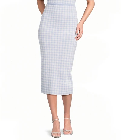 ASTR the Label Babbett Sweater Knit Gingham Print Coordinating Midi Skirt