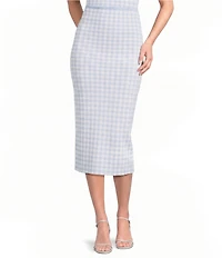 ASTR the Label Babbett Sweater Knit Gingham Print Coordinating Midi Skirt