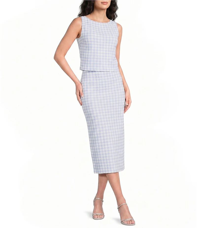ASTR the Label Babbett Sweater Knit Gingham Print Coordinating Midi Skirt