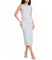 ASTR the Label Babbett Sweater Knit Gingham Print Coordinating Midi Skirt