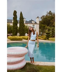ASTR the Label Babbett Sweater Knit Gingham Print Coordinating Midi Skirt
