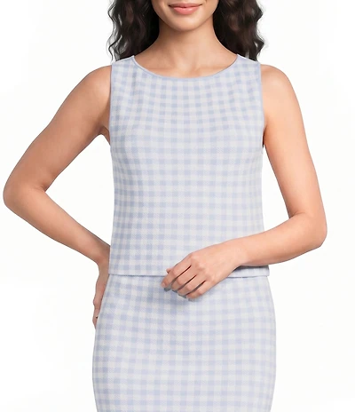ASTR the Label Babbett Sweater Knit Gingham Print Crew Neck Sleeveless Coordinating Tank Top