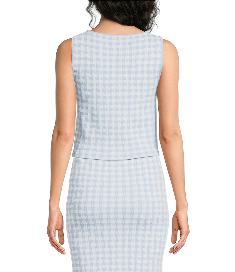 ASTR the Label Babbett Sweater Knit Gingham Print Crew Neck Sleeveless Coordinating Tank Top