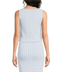 ASTR the Label Babbett Sweater Knit Gingham Print Crew Neck Sleeveless Coordinating Tank Top