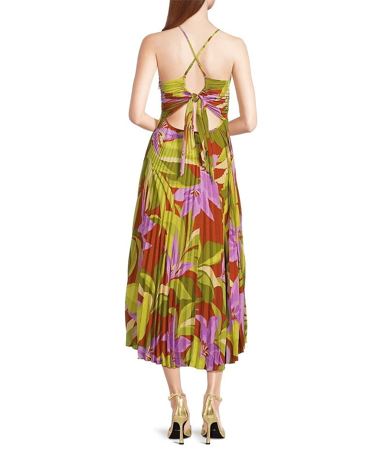 ASTR The Label Blythe Floral Print V-Neck Sleeveless Midi Dress