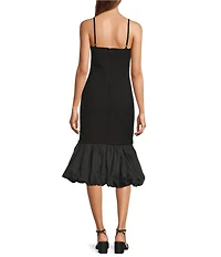 ASTR the Label Brittnea Square Neck Spaghetti Straps Bubble Hem Bodycon Dress