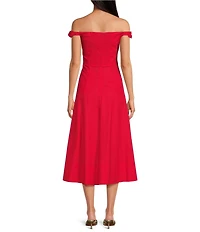 ASTR the Label Charelin Off-The-Shoulder Linen Blend Smocked Back Midi Dress