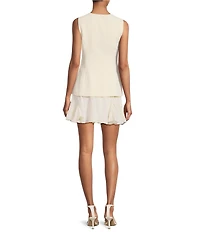 ASTR the Label Christen Buttoned Vest Crew Neck Sleeveless Mini Dress